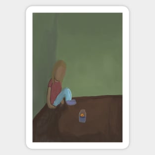 Alone In candlelight Sticker
